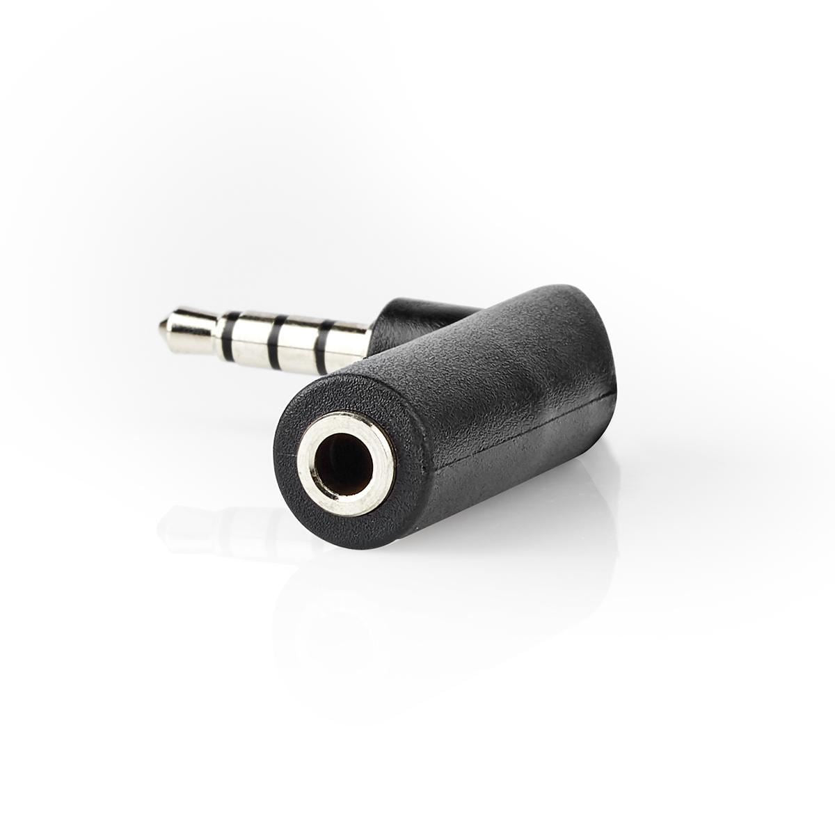 Nedis Stereo Audio Adapter | 3.5 mm Male | 3.5 mm Female | Nickel Plated | Angled 90° | Metal | Black | 10 pcs | Polybag