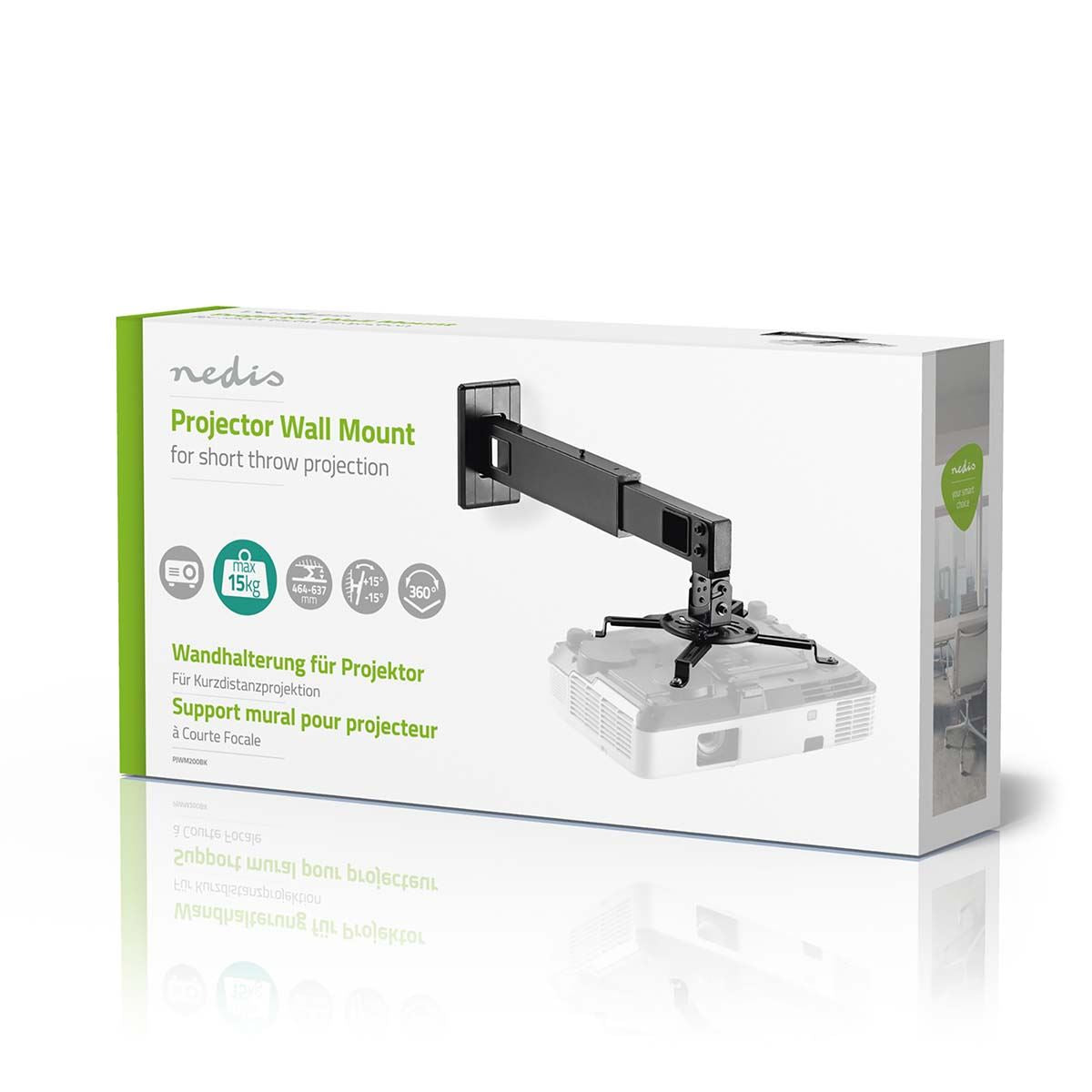 Nedis Projector Mount | Full Motion | 15 kg | Rotatable | Tiltable | Steel | Black