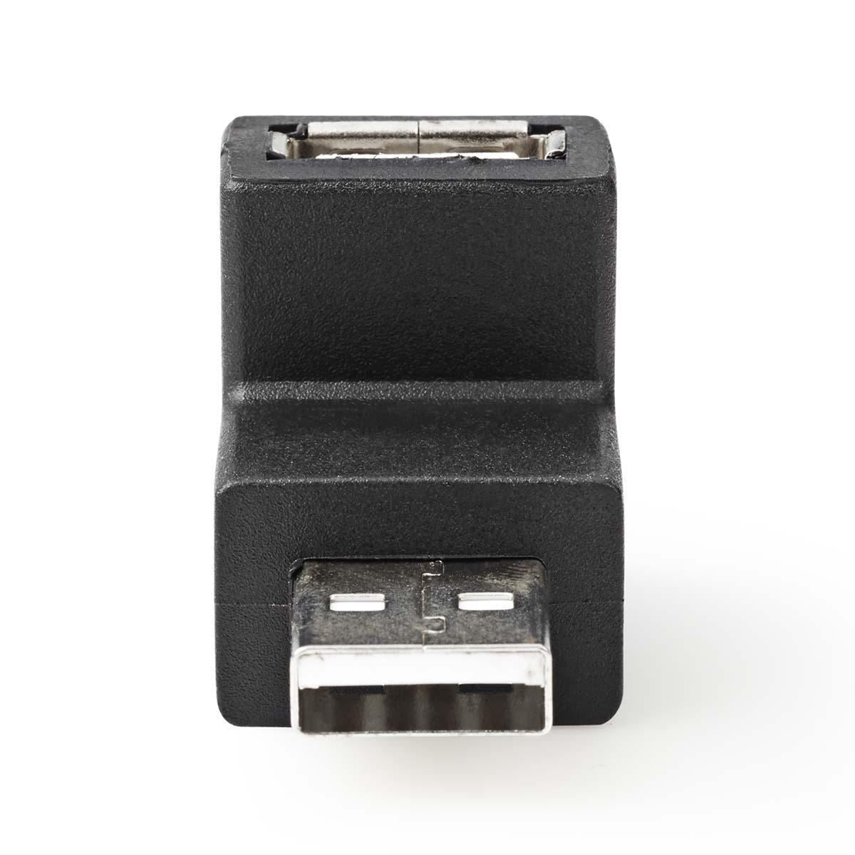 Nedis USB-A Adapter | USB 2.0 | USB-A Male | USB-A Female | 480 Mbps | Round | Nickel Plated | PVC | Black | Box
