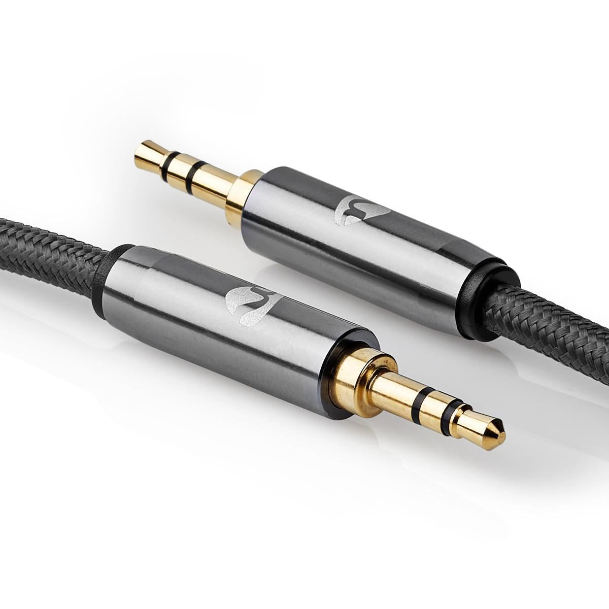 Nedis Stereo Audio Cable | 3.5 mm Male | 3.5 mm Male | Gold Plated | 5.00 m | Round | Grey / Gun Metal Grey | Cover Window Box