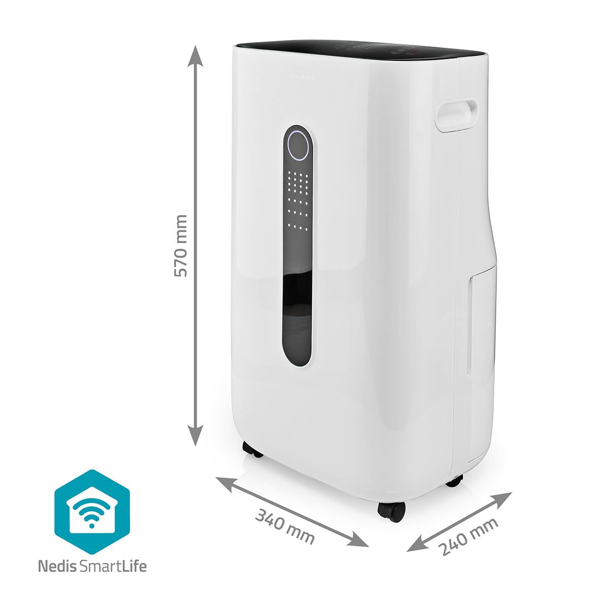 Nedis SmartLife Dehumidifier | Wi-Fi | 20 l/Day | Dehumidification / Continuous / Max+ / Dry laundry / Ventilation | Android™ / IOS | Adjustable hygrostat | 195 m³/h