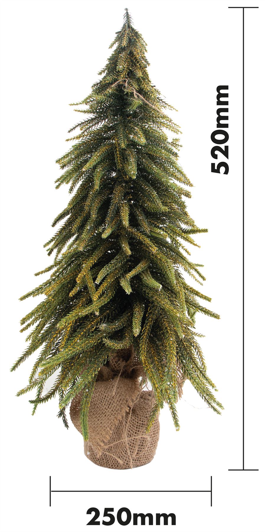 Decorative Gold Finish Mini Artificial Christmas Tree in Hessian Bag - 52cm