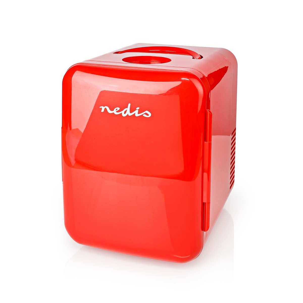 Nedis 4L Portable Mini Fridge Electric Small Cooler Ice Bedroom Office Mains/Car Red