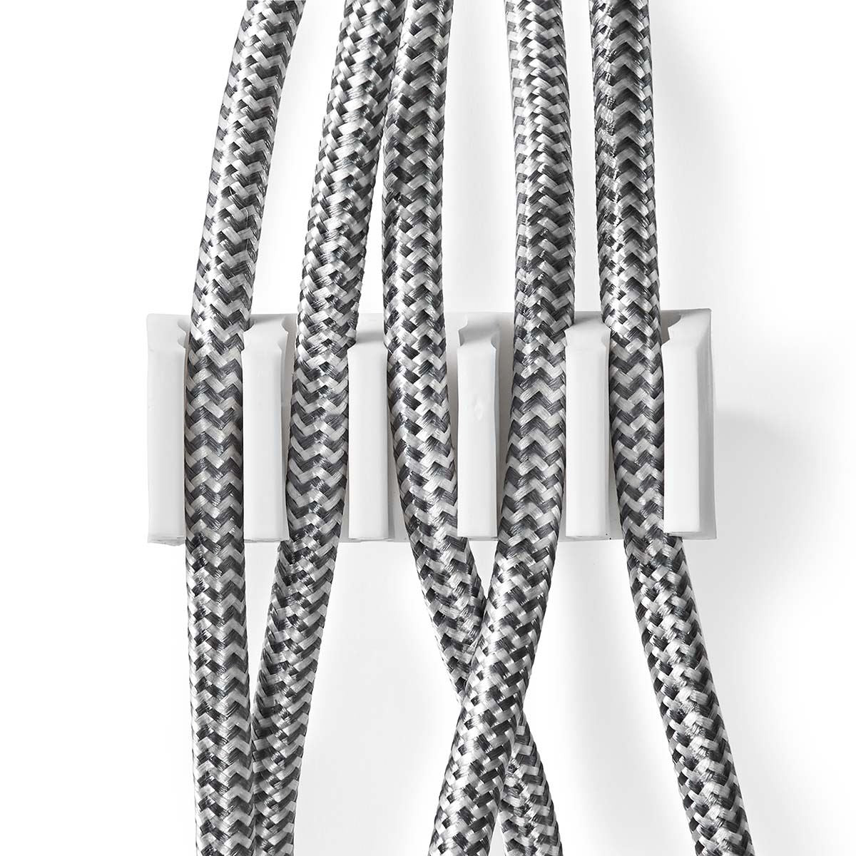 Nedis Cable Management | Cable Clip | Click and Go | 2 pcs | Number of slots: 5 Slots | Maximum cable thickness: 7.1 mm | Polypropylene | White