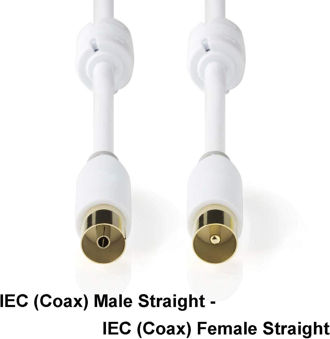 Nedis Coax Cable | IEC (Coax) Male | IEC (Coax) Female | Gold Plated | 100 dB | 75 Ohm | Double Shielded | 3.00 m | Round | PVC | White | Box