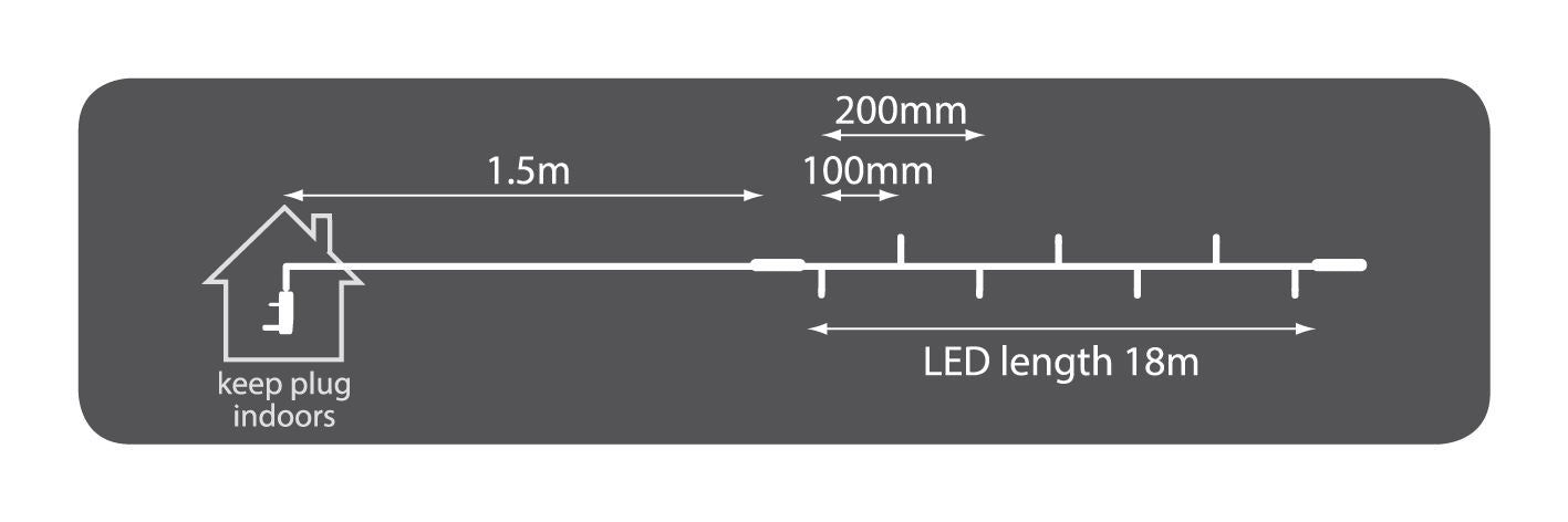 Lyyt 180 LED 18m Lyyt-Link Heavy Duty LED String Lights [Linkable] - Cool White