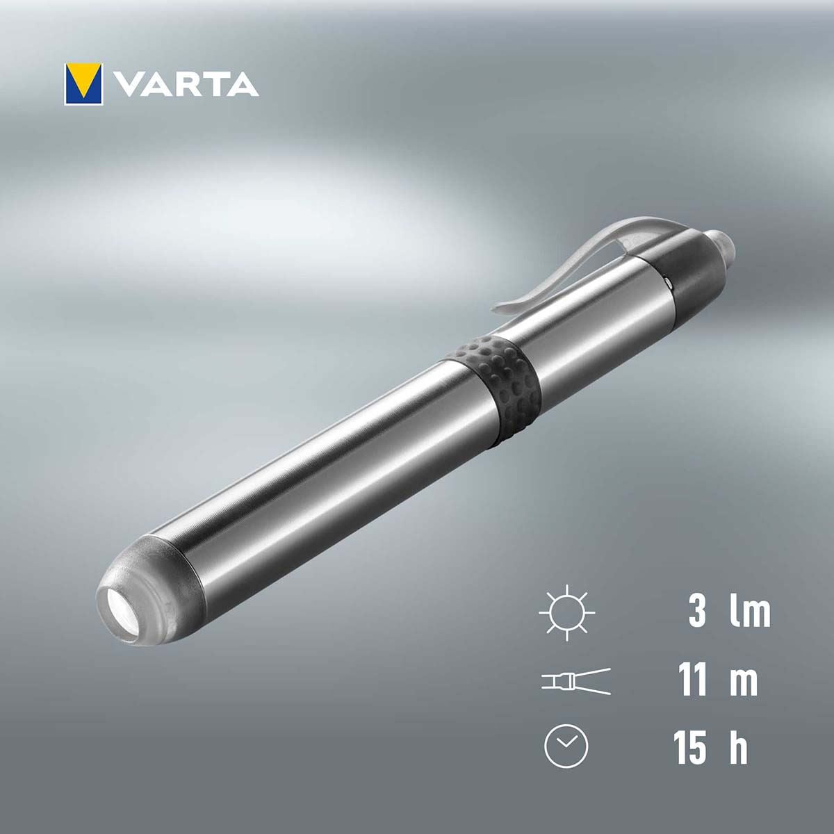 VARTA Pen Light White LED Torch 5mm (incl. 1x AAA Longlife Power Battery) - Silver