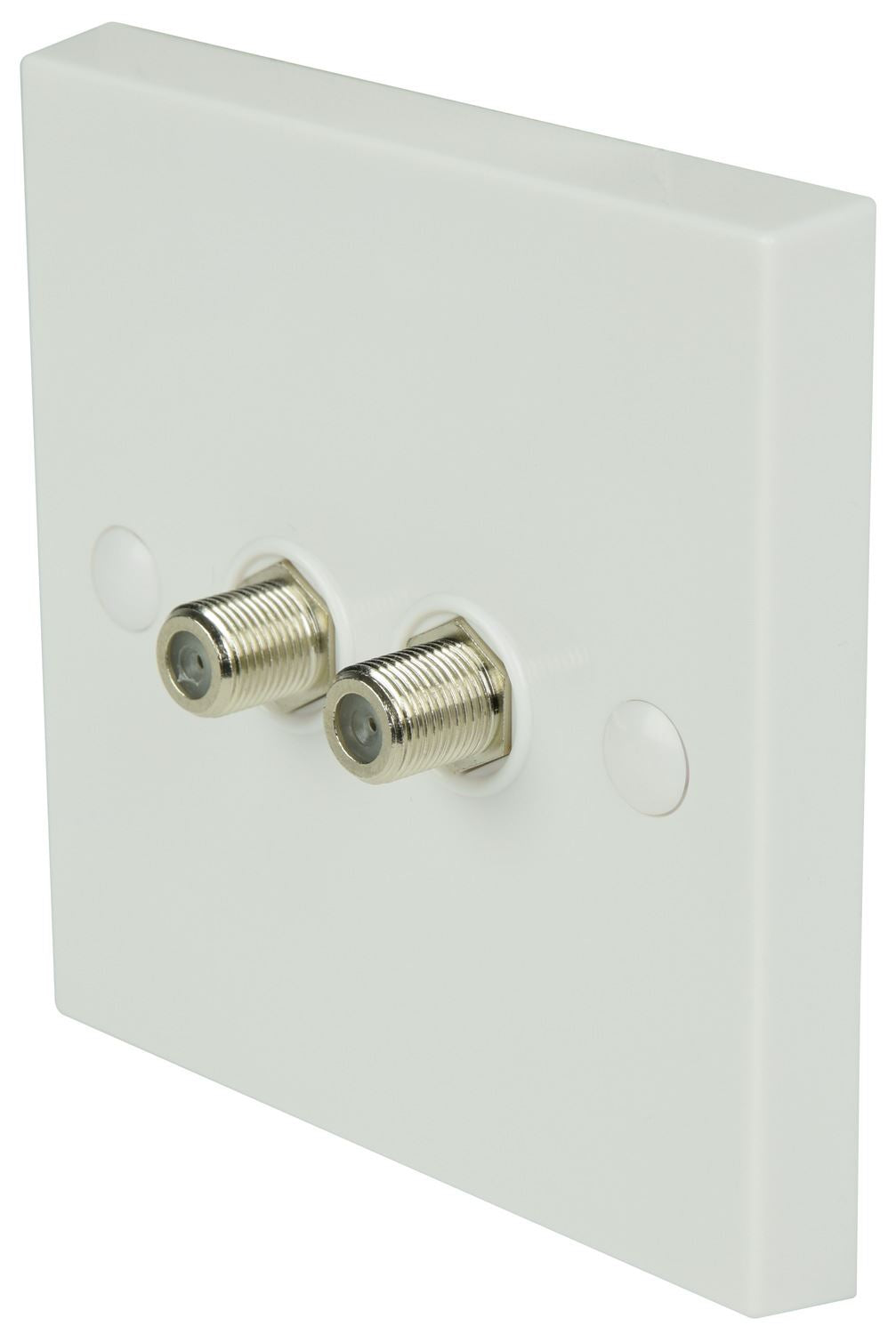 Av:link Double Dual Low Loss F-Type Wall plate for Satellite / Cable signals