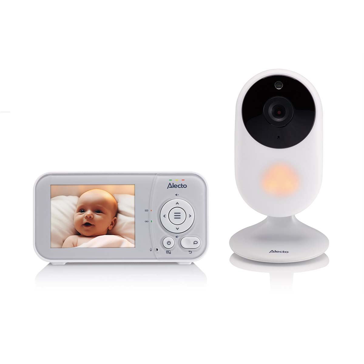 Alecto DVM-2028 Video Baby Monitor with Camera, 2.8" Inch No Wifi Baby Monitor, Temperature, Night Vision, Lullaby, Two-Way Audio - White