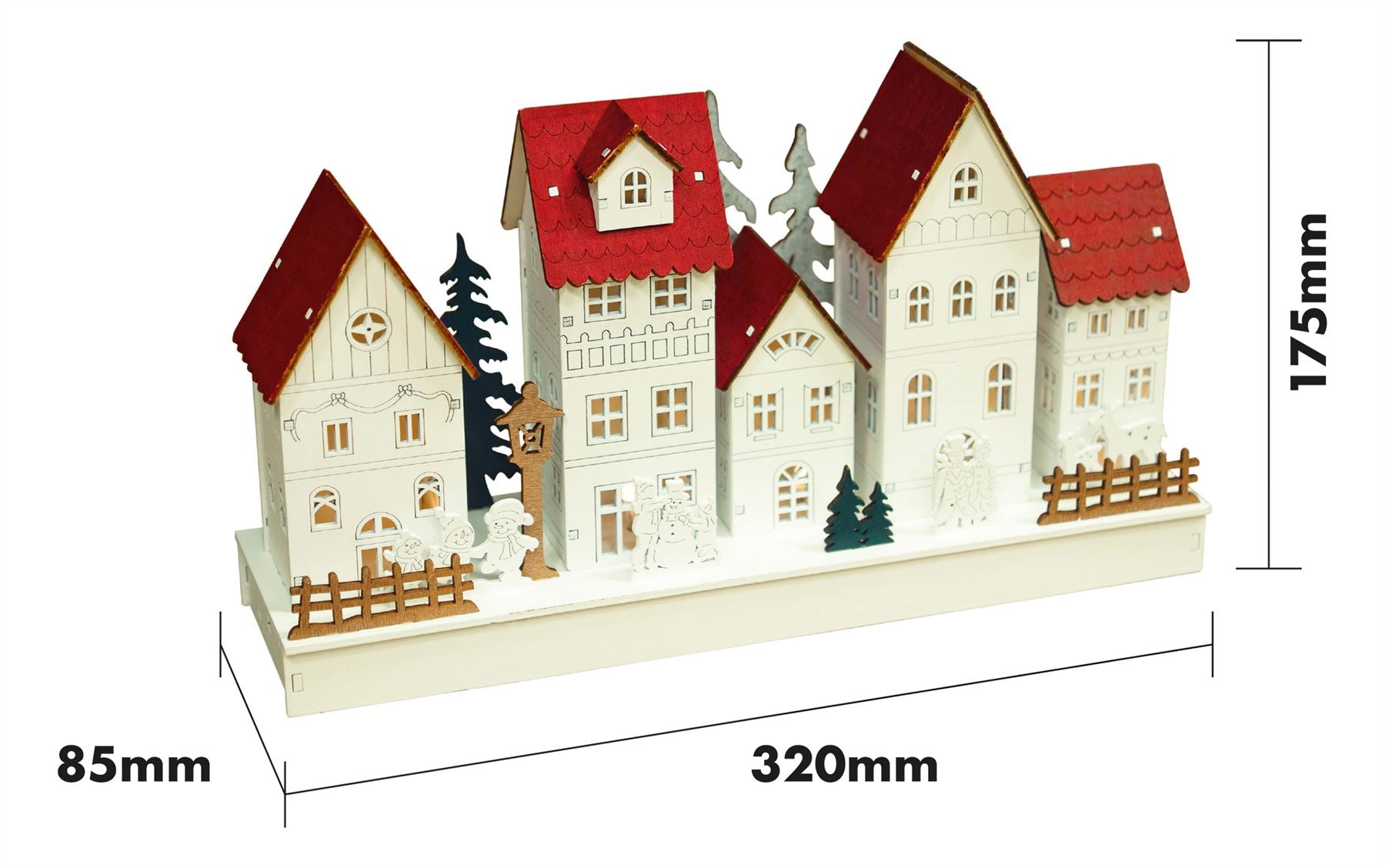 Christmas Wooden LED Light Up Festive Village Scene Decoration