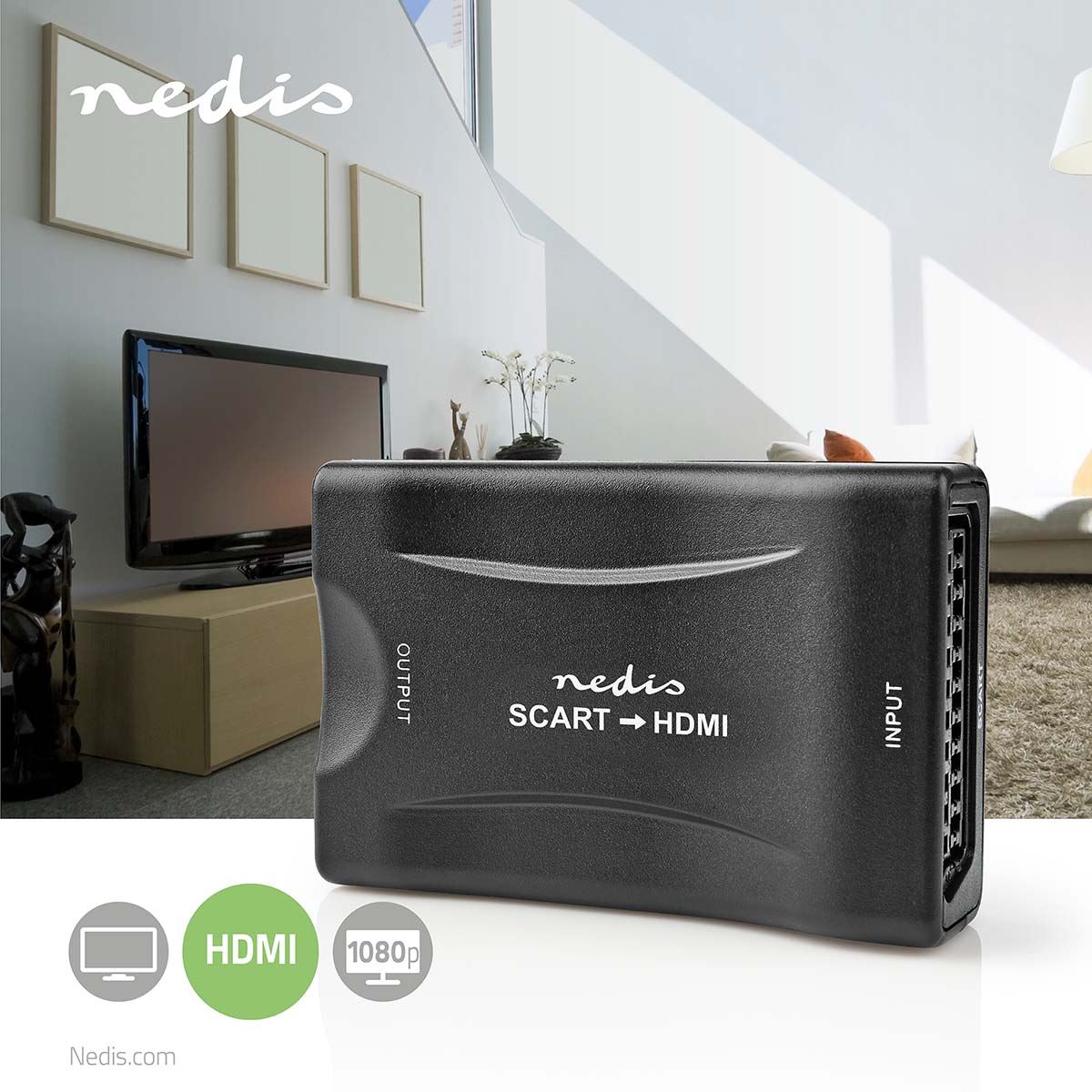Nedis HDMI™ Converter | SCART Female | HDMI™ Output | 1-way | 1080p | 1.2 Gbps | ABS | Black
