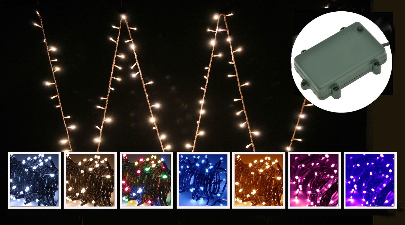 80 Mulit Coloured LED String Lights, Battery Power with Timer