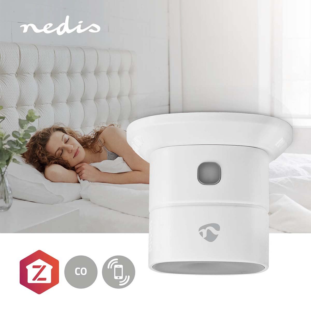 Nedis SmartLife CO Detector | Zigbee 3.0 | Battery Powered | Sensor life cycle: 10 year | EN 50291 | Android™ / IOS | With test button | 85 dB | White