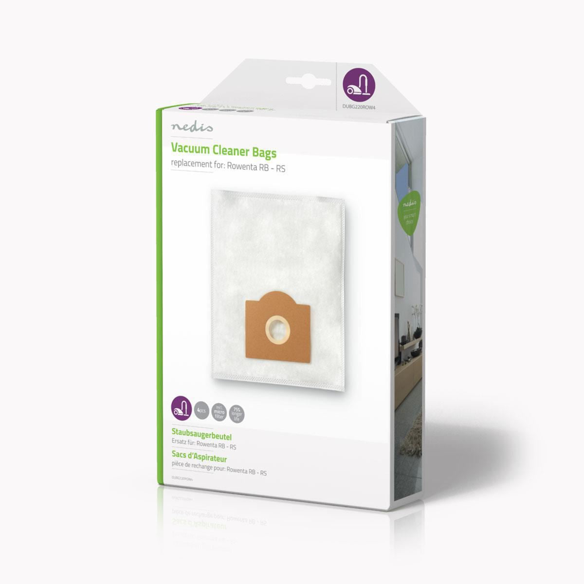 Nedis Vacuum Cleaner Bag | 4 pcs | Synthetic | Most sold for: Rowenta RB - RS | White