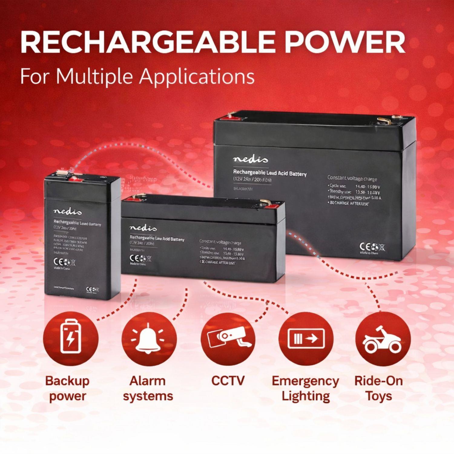 Nedis Battery | Lead-Acid | Rechargeable | 12 V | 9000 mAh
