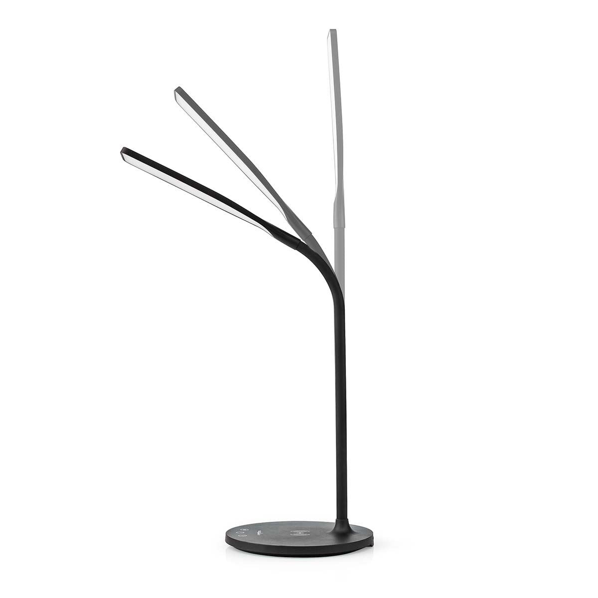 LED Desk Lamp with Fast Wireless Charger for Qi-Enabled Device, Table Lamp with 3 Colour Temperatures, Brightness Levels, Adjustable Gooseneck, 40 Minute Timer - Black