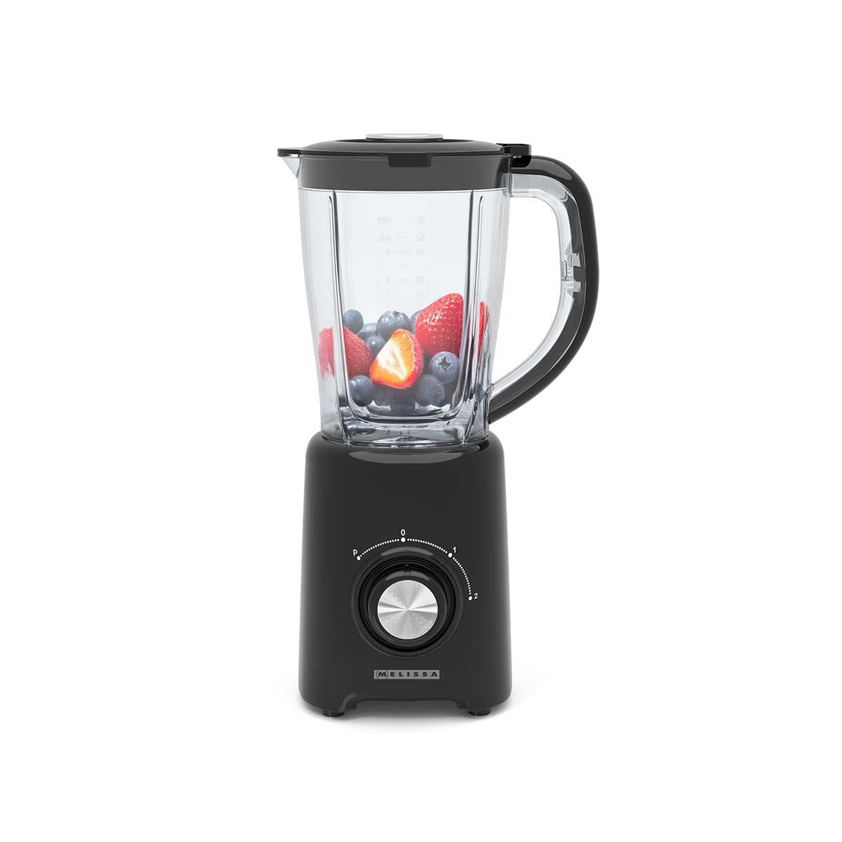 MELISSA Table Top Blender, 800W, with 1.5L Plastic Jug, 2 Speed Settings and Pulse Function, Ideal for Fruit Juice, Vegetables, Soup, Smoothies, Protein Shakes and more - Black