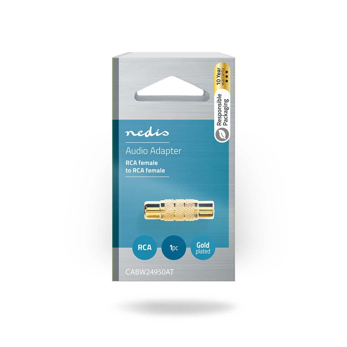 Nedis Mono Audio Adapter | RCA Female | RCA Female | Gold Plated | Straight | Metal | Metal | 1 pcs | Box