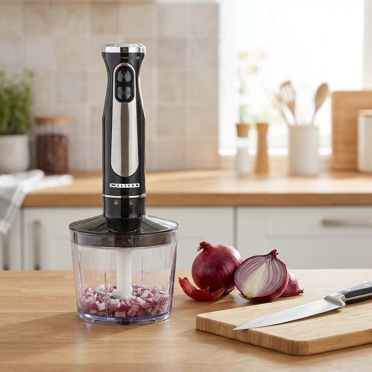 MELISSA 600W Hand Blender, Handheld Stick Immersion Mixer with Stainless Steel Blades, Ideal for Smoothies Shakes Baby Food Soup Purees & Sauces