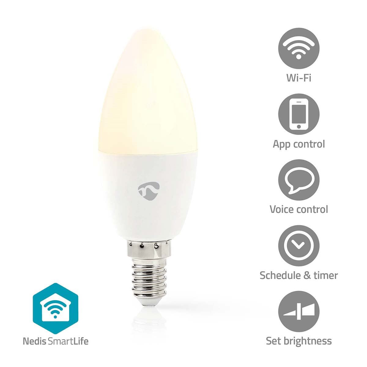 Nedis SmartLife Full Colour LED Bulb | E14 | 470 lm | 4.9 W | RGB / Warm to Cool White | 2700 - 6500 K | Android™ / IOS | Candle | 1 pcs