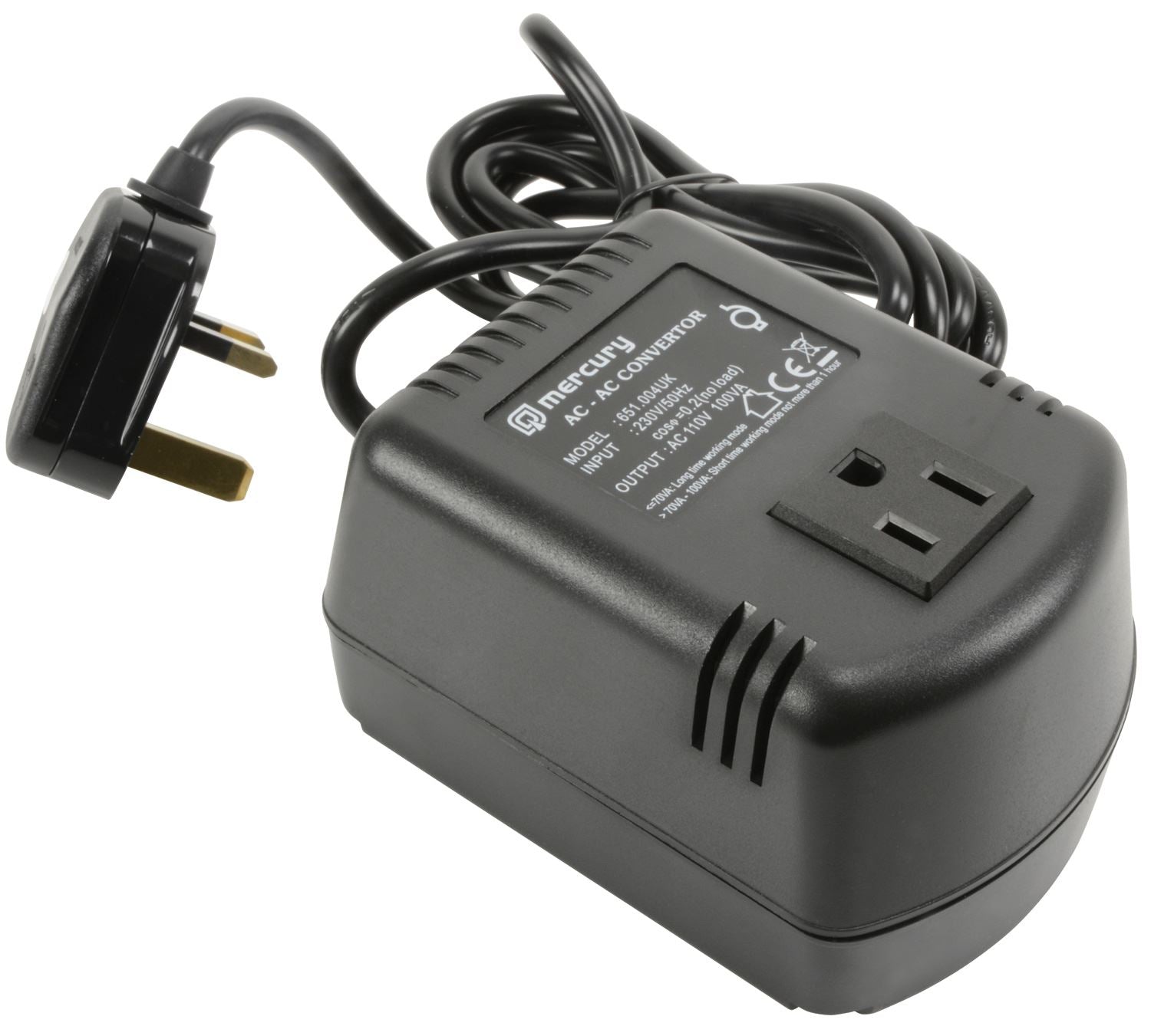 Mercury UK to USA Step-down Voltage Converter  230v - 110v (100W)