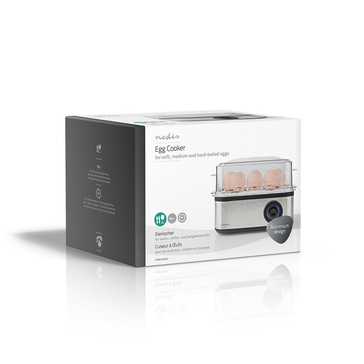 Nedis Compact Electric Egg Cooker Boiler Poacher, 500W, for up to 8 Eggs