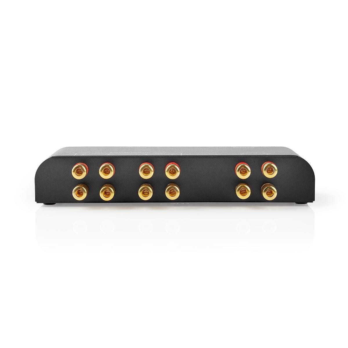 Nedis Speaker Control Switchbox | 2 port(s) | Banana | Speaker impedance: 4-16 Ohm | Maximum load per channel: 60 W | Volume control | Aluminium | Black