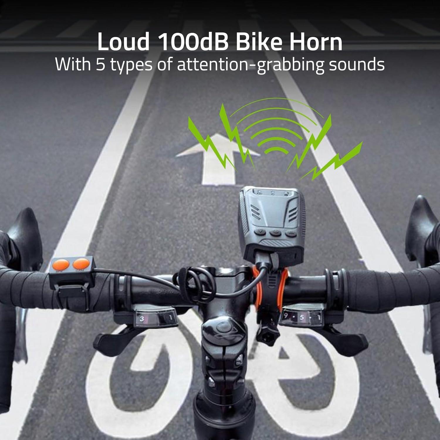 Nedis 3-in-1 Full HD Cycling Camera with Bike LED Head Light & Horn, 1080p 2MP, 600lm Night Mode, Waterproof, USB-C, 10hr Battery, MicroSD Slot � Black