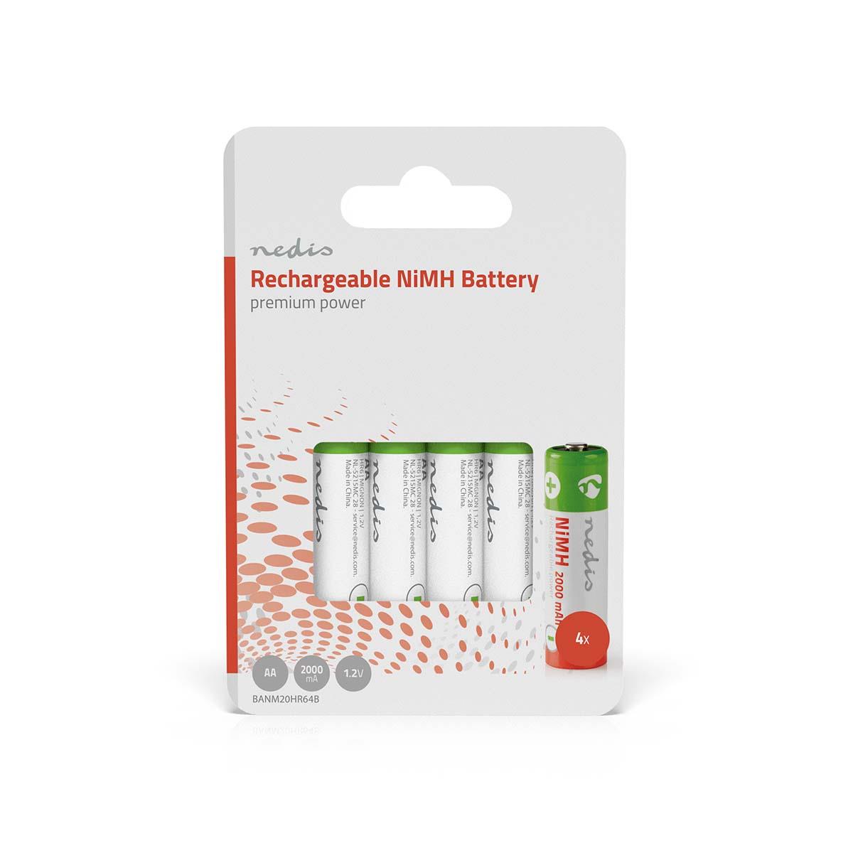 Nedis AA Rechargeable NiMH Battery | 1.2 V DC | 2000 mAh | 4-Pack