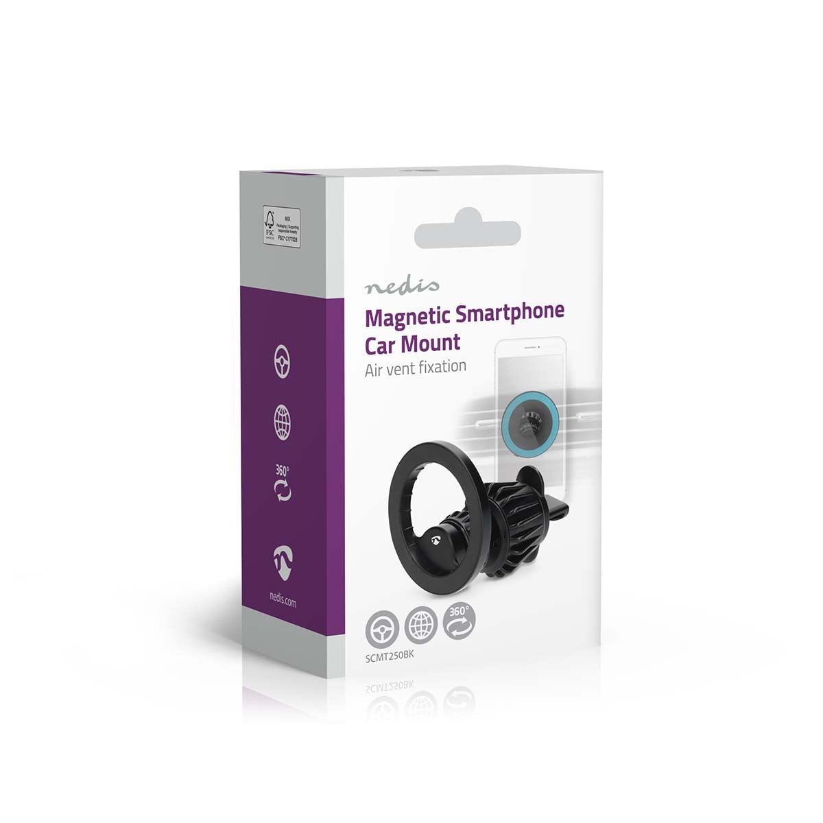 Nedis Smartphone Car Mount | Magnetic | In-Car Air Vent | Universal | Adjustable Angle