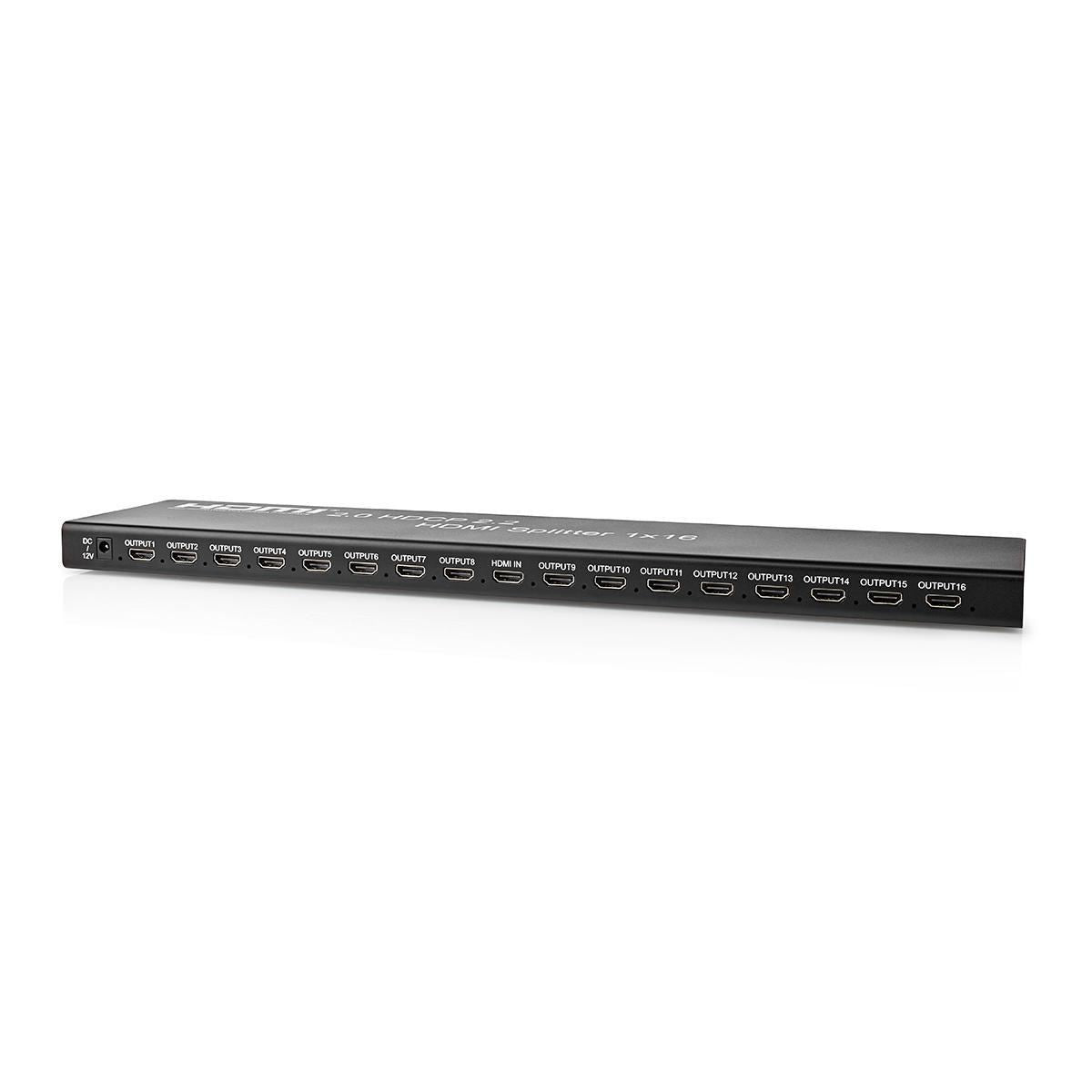 Nedis HDMI™ Splitter | 16 port(s) | HDMI™ Input | USB-A Female / 16x HDMI™ Output | 4K@60Hz | 18 Gbps | Metal | Anthracite