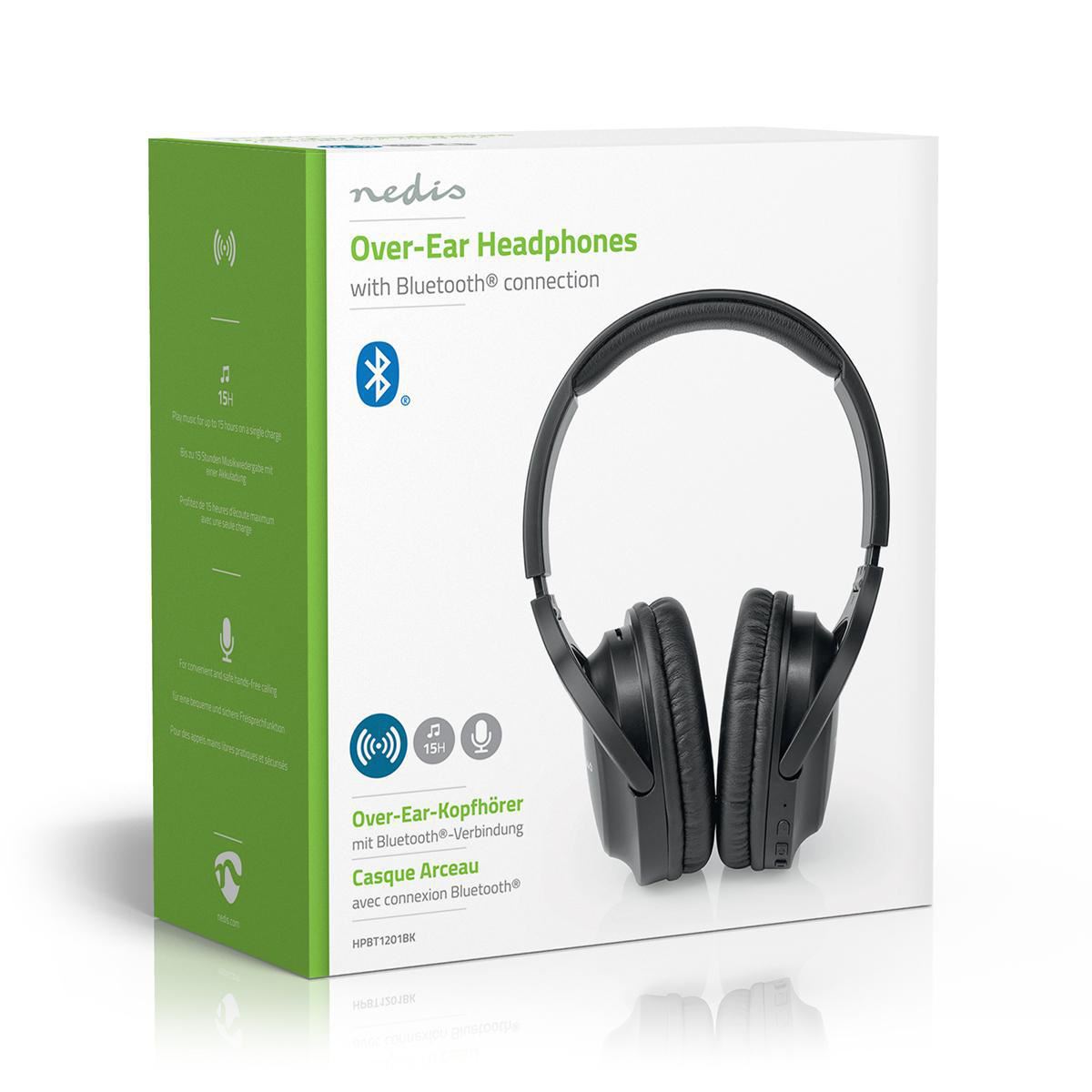 Nedis Wireless Over-Ear Headphones Bluetooth 5.0 with Voice Control Support, 40mm Drivers, Built-in Microphone, Up to 20 Hours Playtime, Wired and Wireless Connection