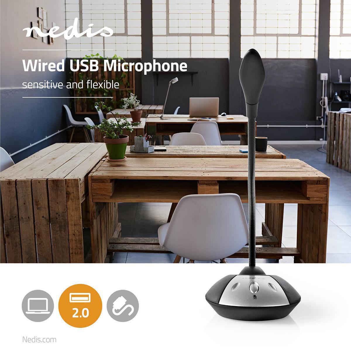 Nedis Microphone | Used for: Desktop / Notebook | Wired | USB-A Male | On/Off switch | Headphone output