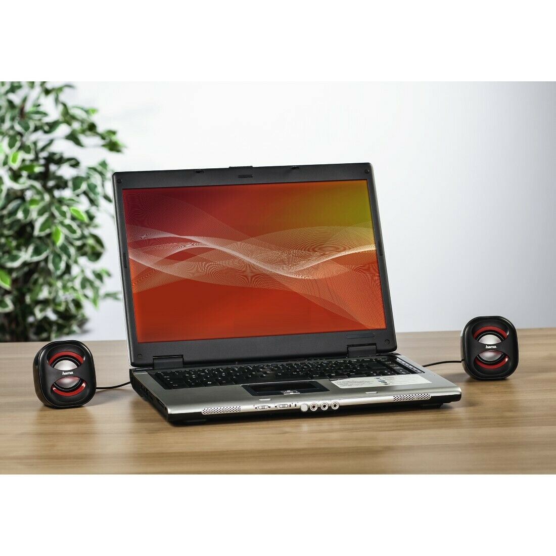Hama 6w 3.5mm Speakers Laptop Portable Sound Music Desktop TV Speakers Black/Red