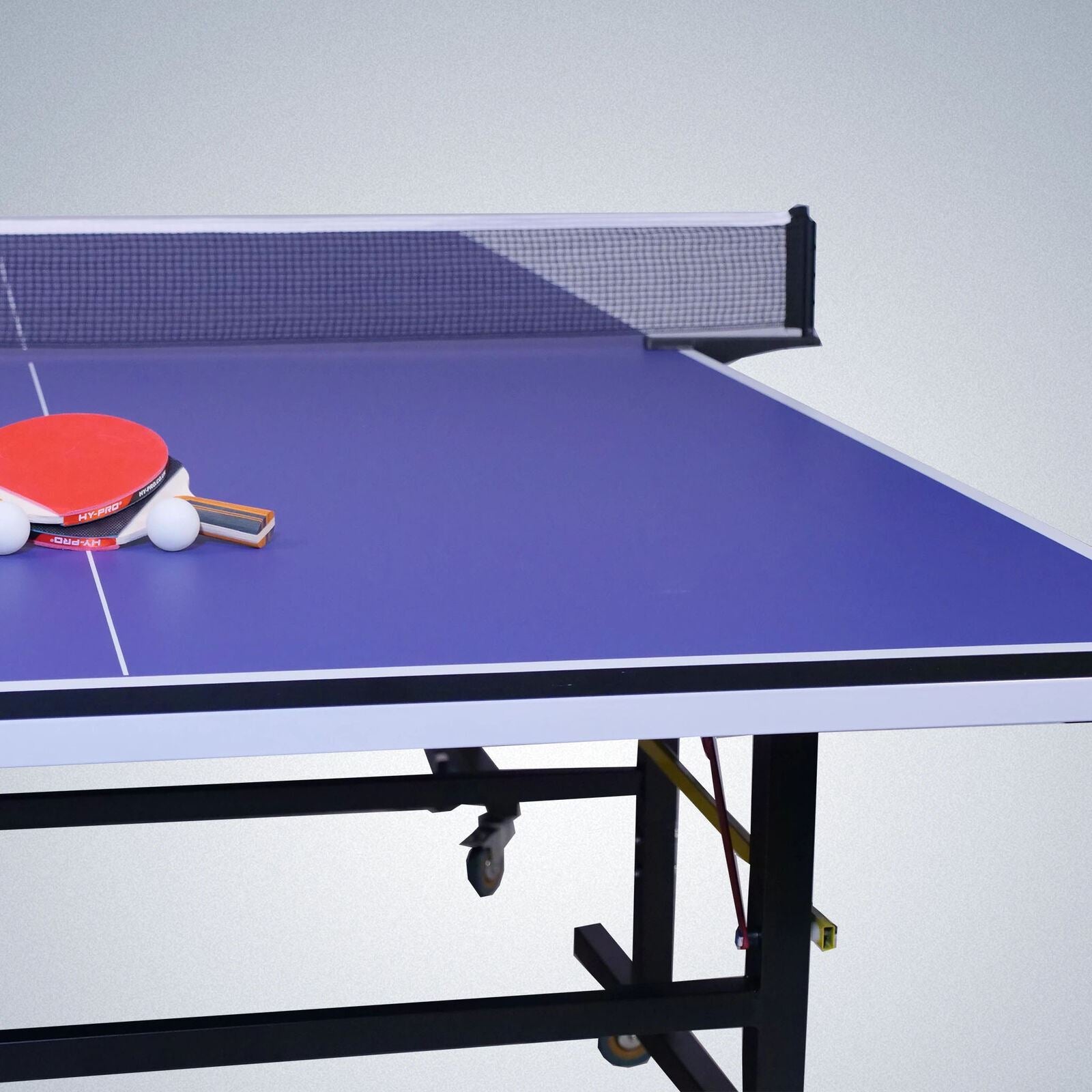 The Man Cave Project Foldable Table Tennis Table, Premium Ping Pong Surface with Centre Net, 2x Paddles and 2x Balls - Purple