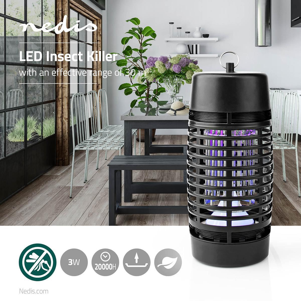 Nedis Insect Stop UV Light Trap Zapper Killer | 3 W | Effective range: 30 m² | Black