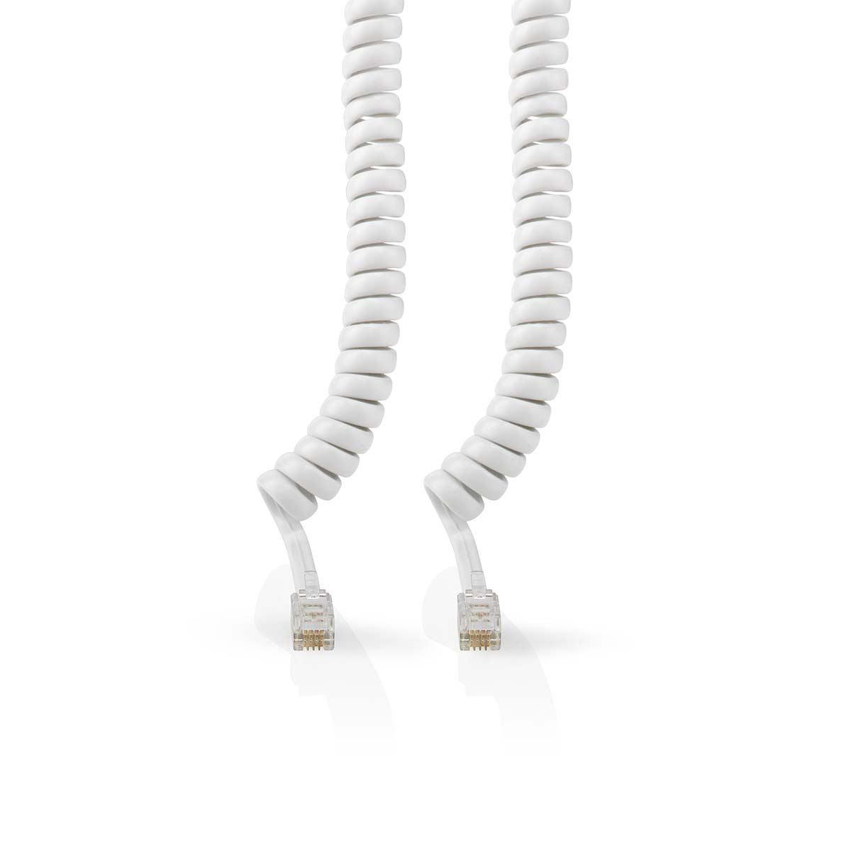 Nedis Telecom Cable | RJ10 Male | RJ10 Male | 2.00 m | Cable design: Coiled | Cable type: RJ10 | White | Box