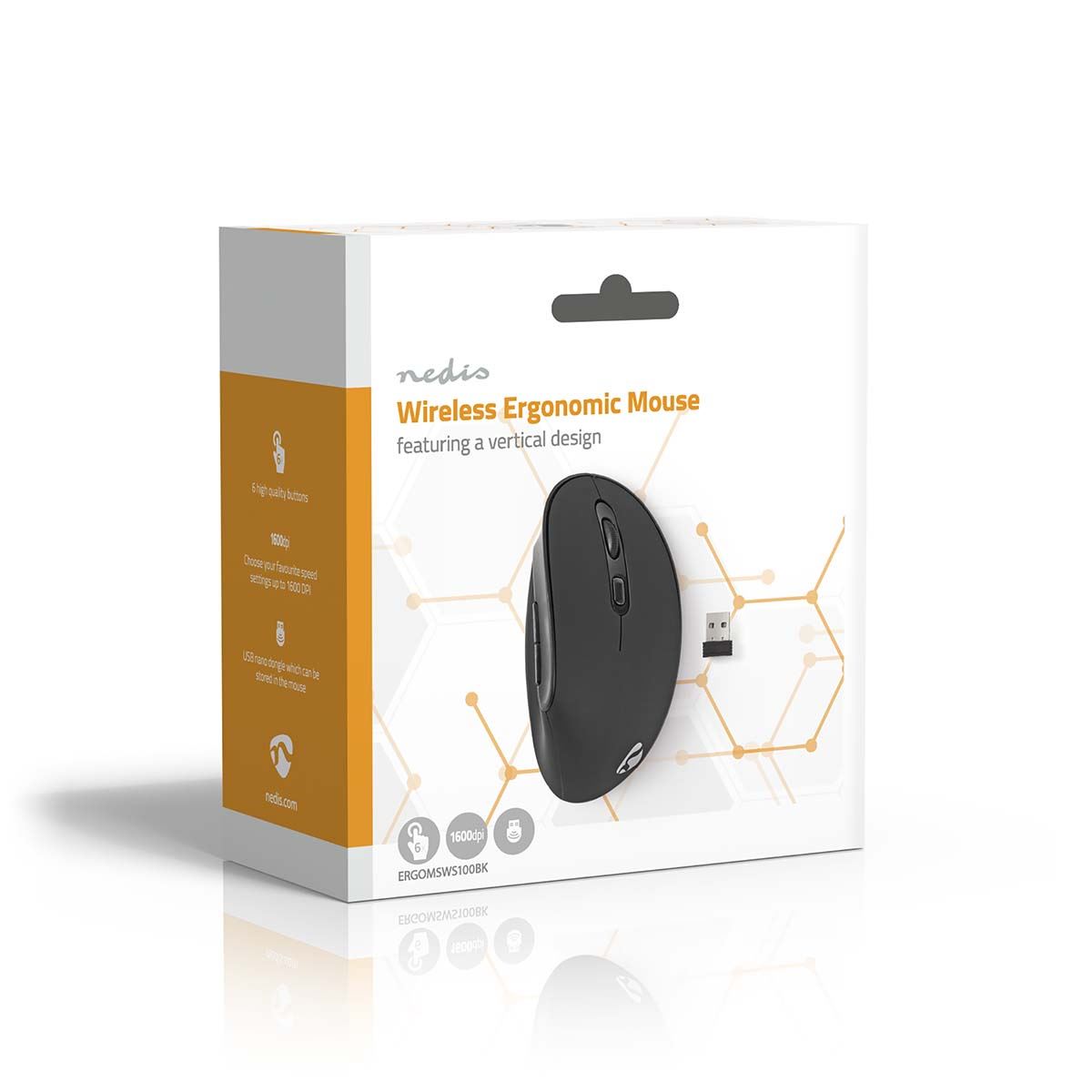 Nedis Mouse | Wireless | 800 / 1000 / 1600 dpi | Adjustable DPI | Number of buttons: 6 | Right-Handed