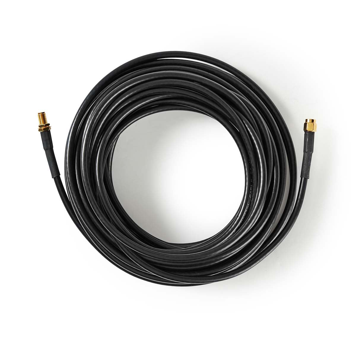 Nedis SMA Cable | SMA Male | SMA Female | Gold Plated | 50 Ohm | Double Shielded | 10.0 m | Round | PVC | Black | Label