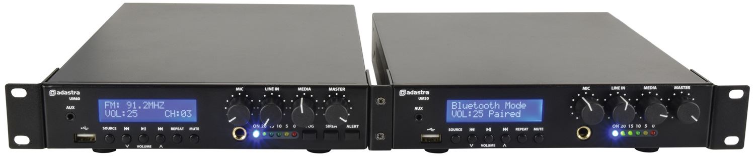Adastra UM60 Compact Mixer Amp 60W Mini Digital Class D Amplifier USB FM Bluetooth