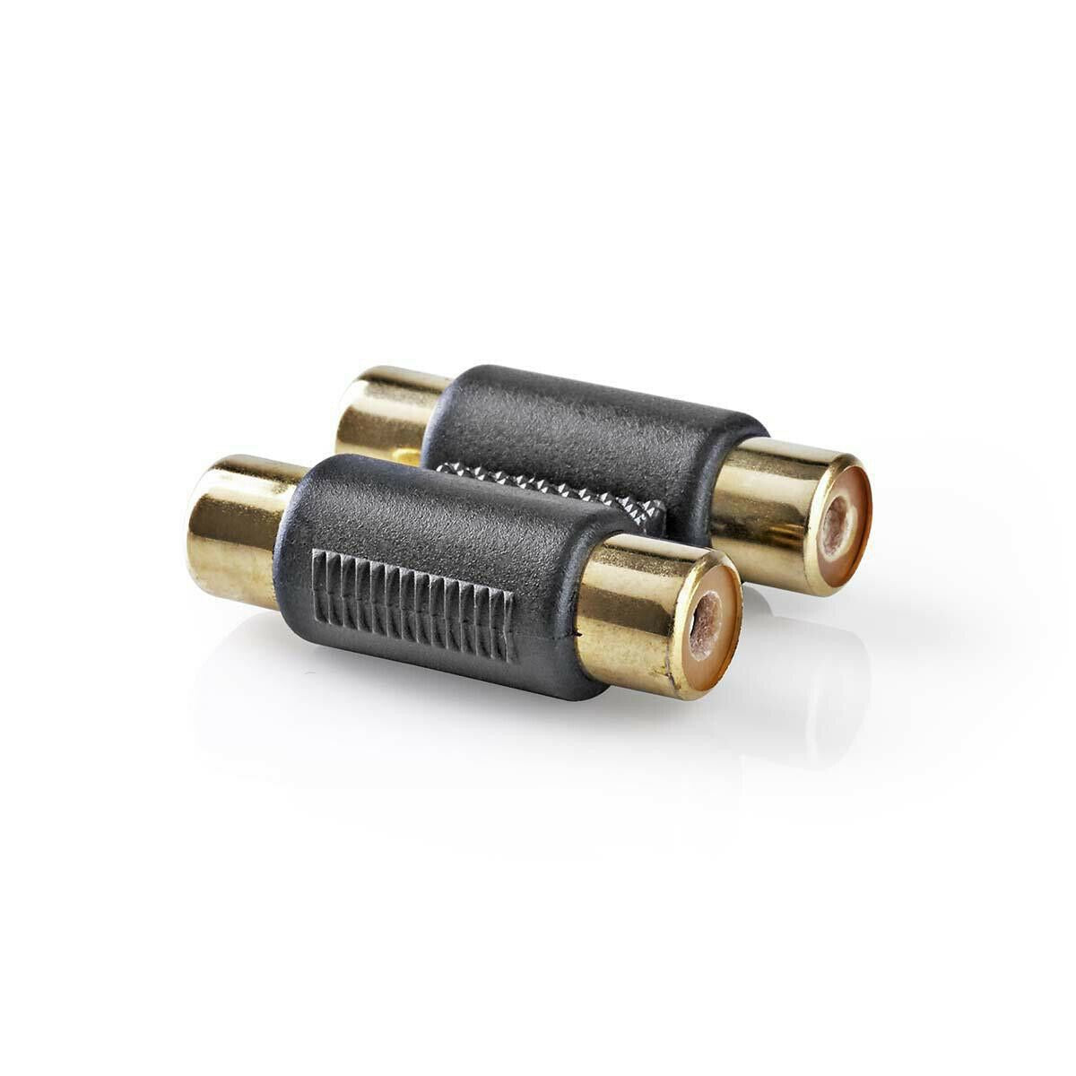 Stereo Audio Coupler Adapter 2x RCA Female - 2x RCA Female, Gold - Black
