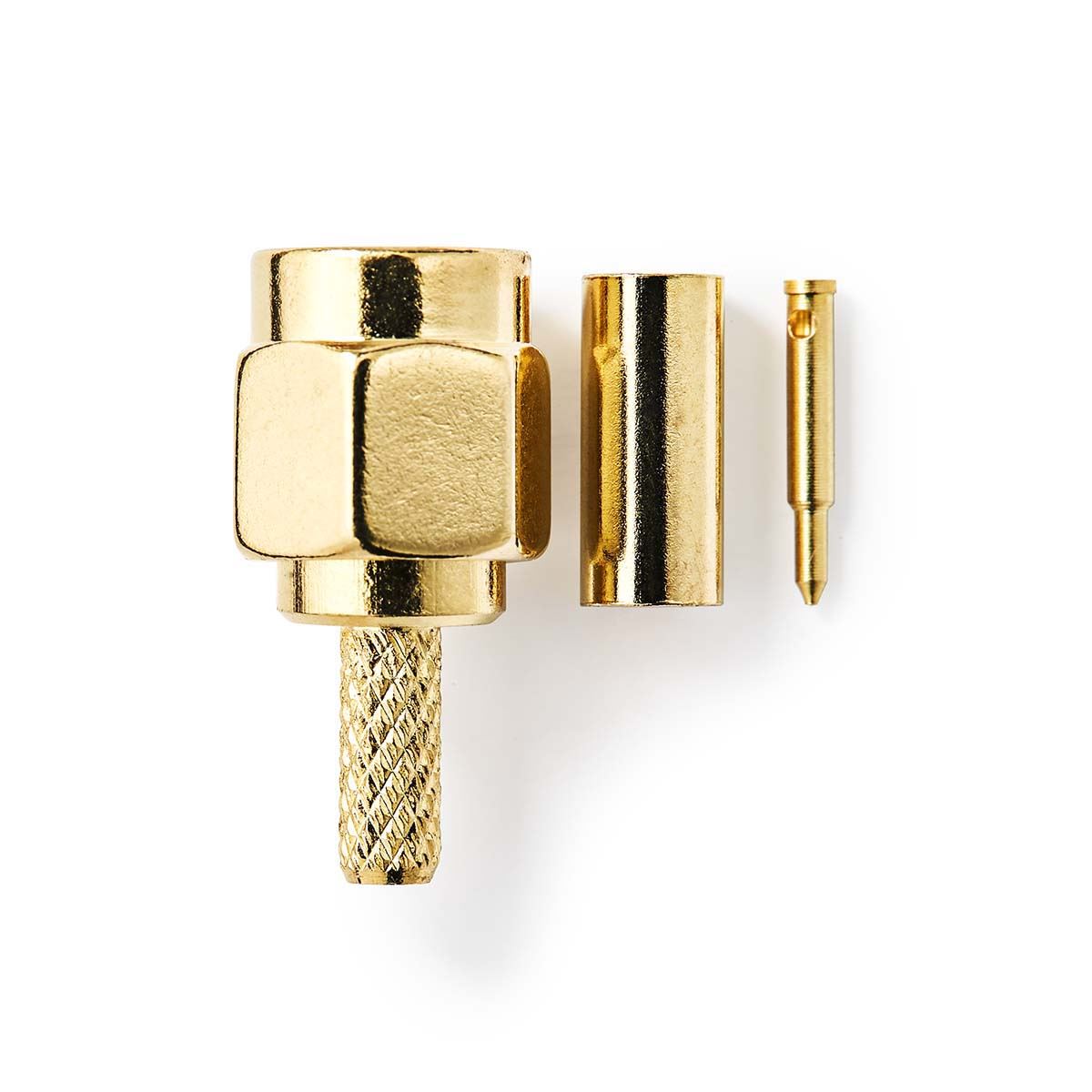 Nedis SMA Connector | Straight | Male | Gold Plated | 50 Ohm | Crimp | Cable input diameter: 2.55 mm | Metal | Gold | 2 pcs | Box