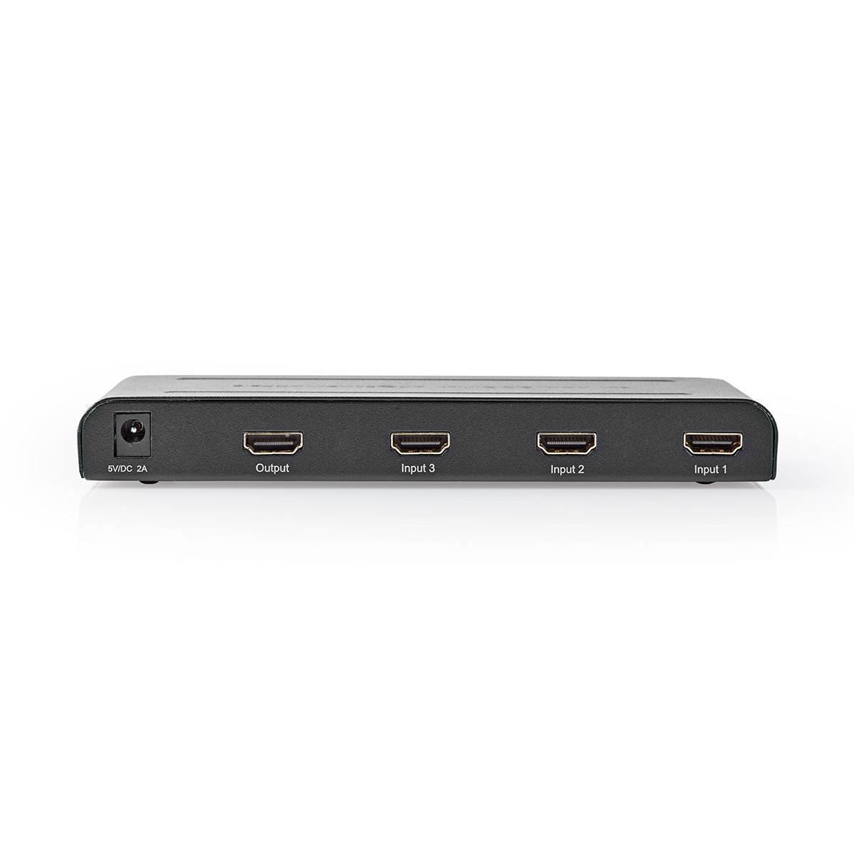 Nedis HDMI™ Switch | 3 port(s) | 3x HDMI™ Input | 1x HDMI™ Output | 4K@60Hz | 18 Gbps | Remote controlled | Metal | Anthracite