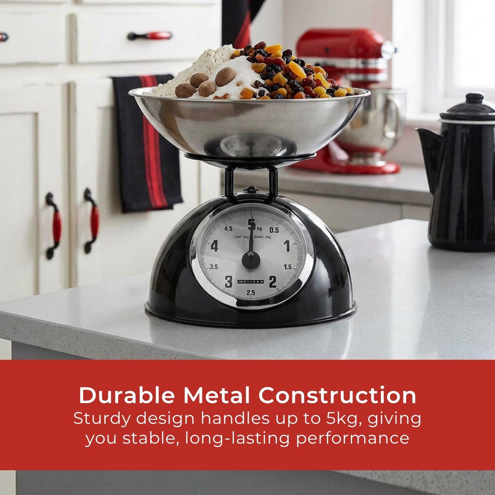 MELISSA Retro Traditional Vintage Metal Mechanical Weight Baking 5kg Kitchen Scale Black