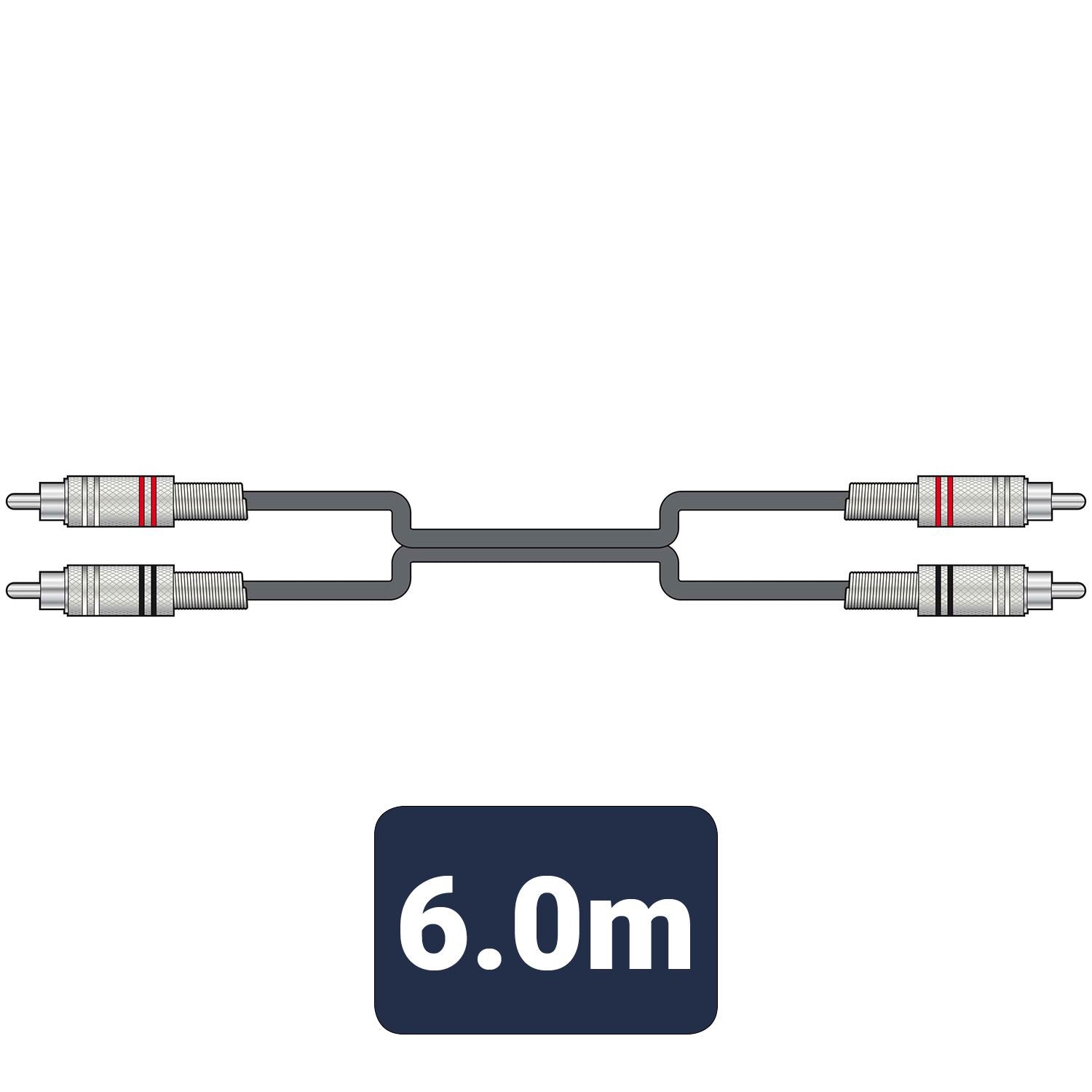 Citronic 6m Classic Audio Leads 2 x RCA Male Plugs - 2 x RCA Male Plugs