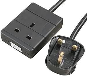 1 Gang 2m Mains Extension Lead Socket  13A - Black