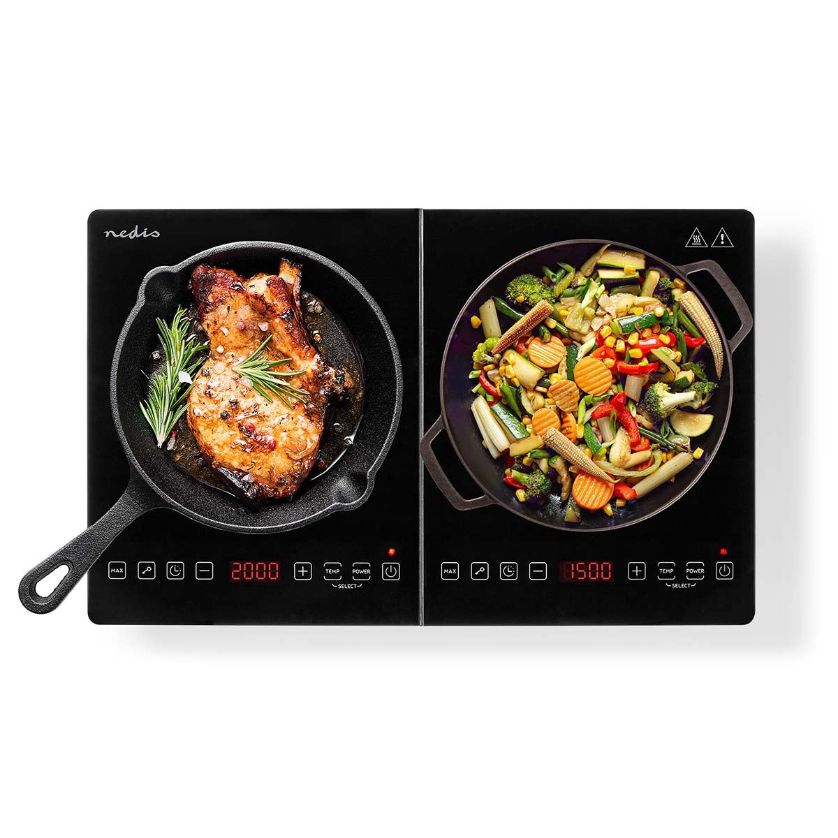 Nedis Induction Cooker | Cooking zones: 2 | 3500 W | Overheating protection | Black | Timer | Turbo action | Child lock