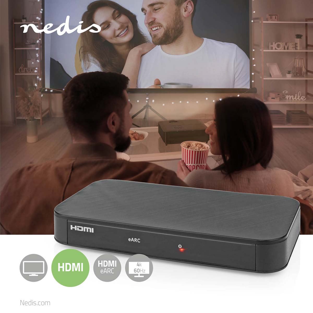 Nedis Digital Audio Converter | 2-way | Connection input: DC Power / 1x HDMI™ Input to Connection output: 2x HDMI™ Output | Automatic | Anthracite
