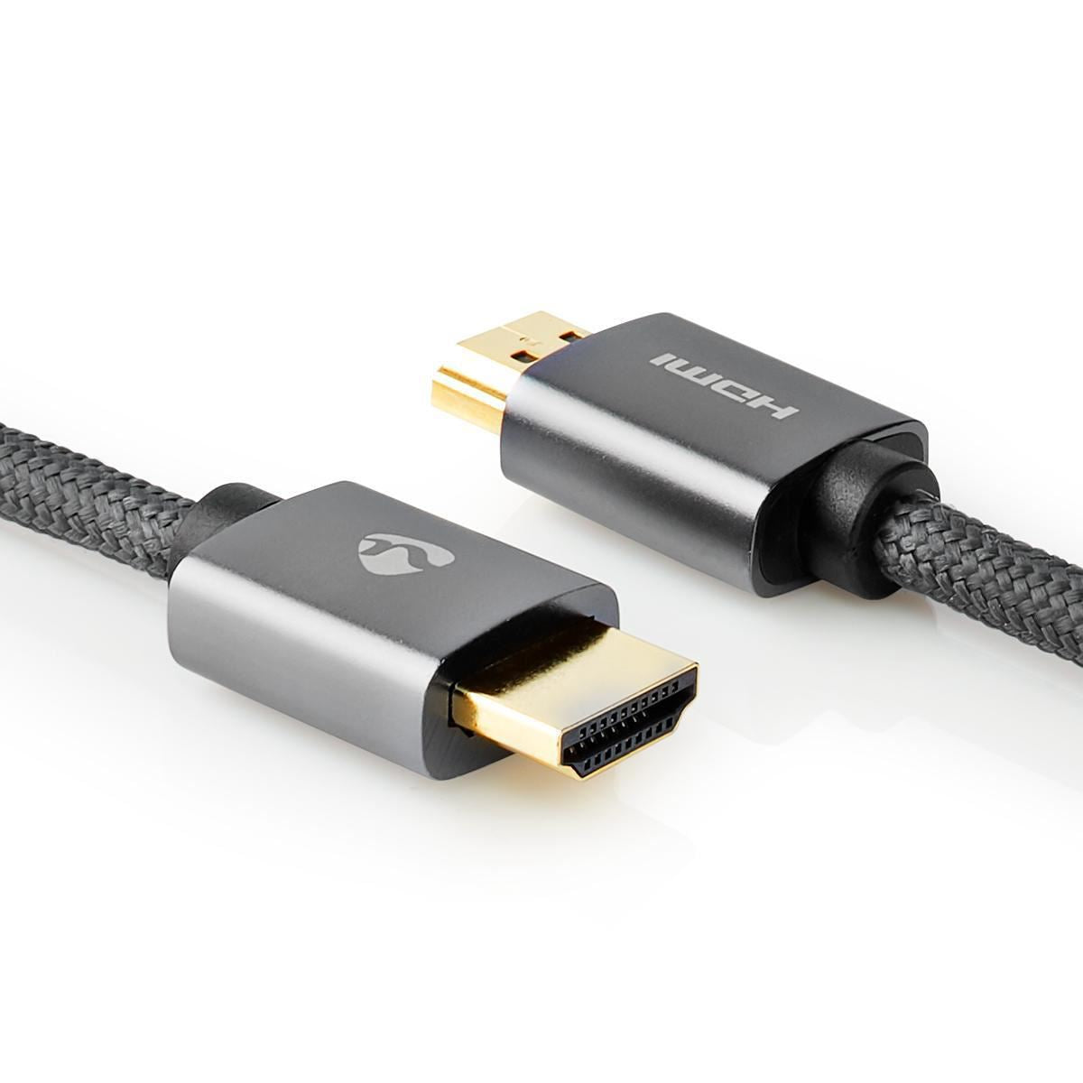 Nedis High Speed HDMI™ Cable with Ethernet | HDMI™ Connector | HDMI™ Connector | 4K@60Hz | ARC | 18 Gbps | 1.00 m | Round | Cotton | Gun Metal Grey | Cover Window Box