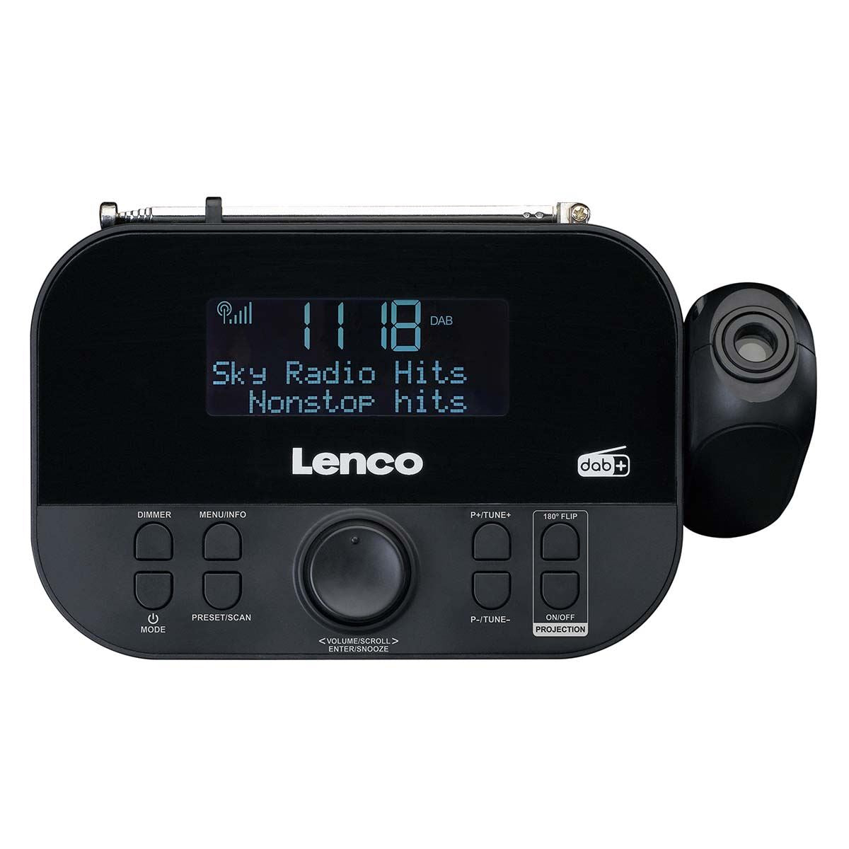 Lenco DAB+ FM Porjection Alarm Clock Radio | Black